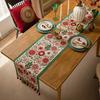 Retro Jacquard Table Runner with Tassels Sunflower Embroidery Table Setting Ethnic Style Dining Kitchen Decoration Table Runners