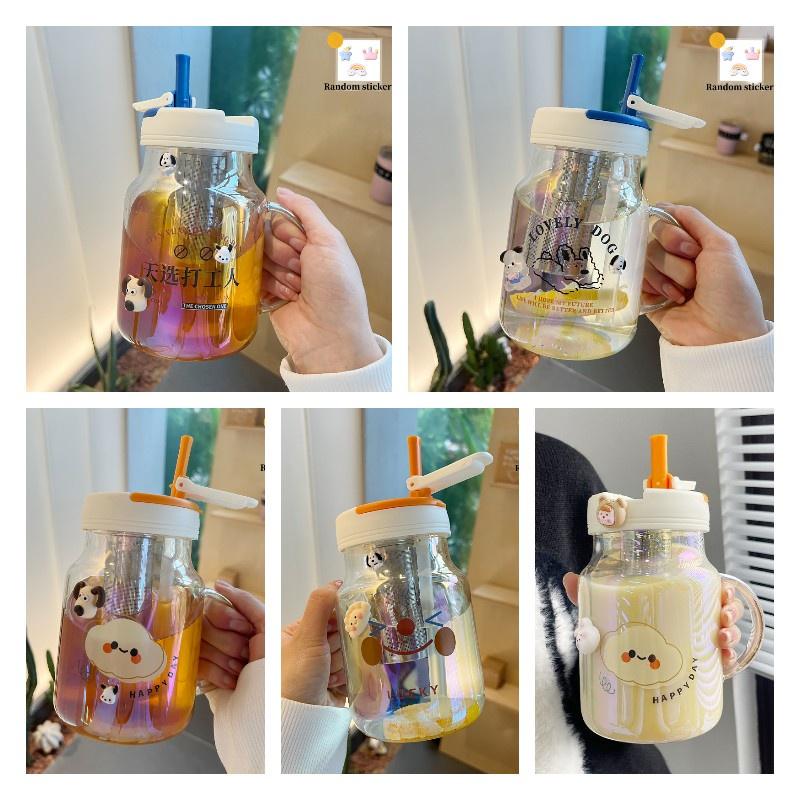 Stilvolle und langlebige Glastasse für Frauen, hohe Temperaturbeständigkeit, Tee-Trennung, Griff inklusive