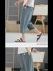 Men's Cotton and Linen Cropped Trousers - Lightweight Summer Casual Shorts for Middle-Aged and Elderly.