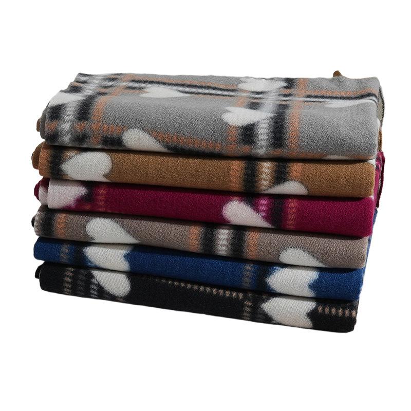 Double Side Heart-Shaped Checkered Scarf Female Winter Korean Fashion Versatile Shawl Thickened Outer Scarf Warm Neck Protection