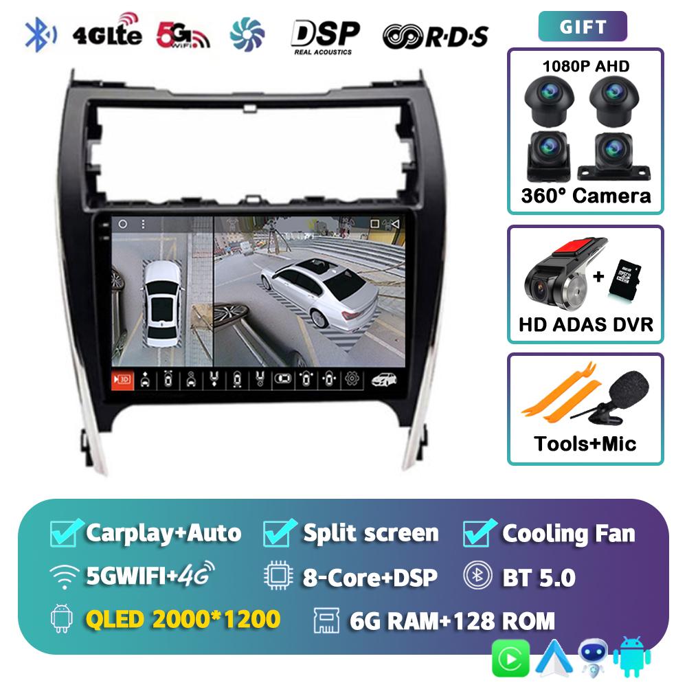 Android 14 Auto Carplay Car Radio For Toyota Camry 7 XV 50 55 US Version 2011 - 2017 Multimedia Player Stereo GPS DSP 2Din Audio