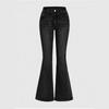 Womens Stradivarius Butterfly Embroidered Jeans Y2K Washed Low Rise Flare Leg Long