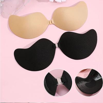 1Pair Women Invisible Underwear Breast Patch Tow-Color Hypoallergenic Mango Cup Bra Silicone Non-Falling Off Thin