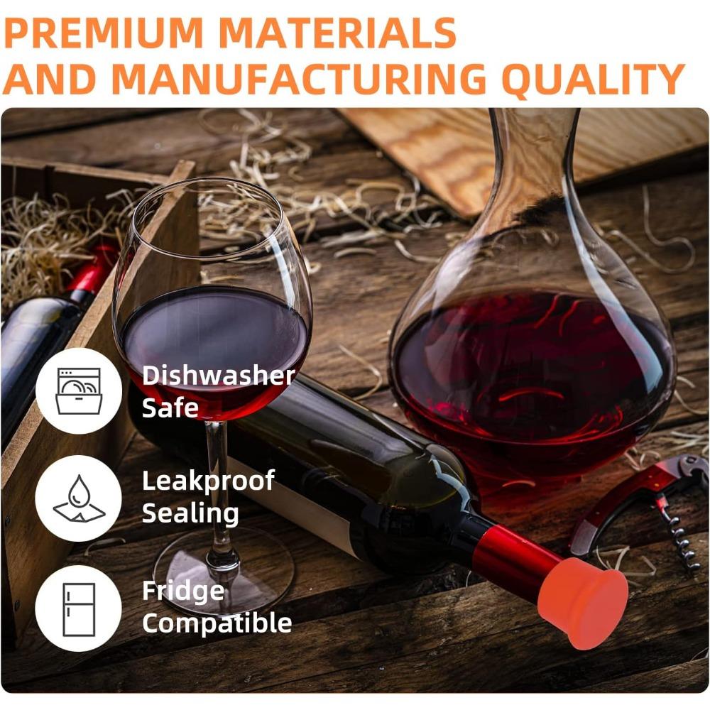 Silicone Wine Stopper, Cork Replacement, Wine Bottle Seal, Reusable Beer Bottle Cap, Wine Preservator, Wine Gift - Easy To Clean