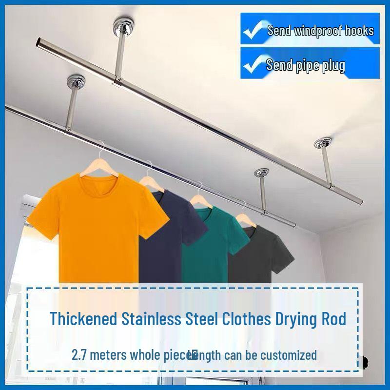 32mm 304 Stainless Steel Clothes Drying Rod for Balcony and Indoor/Outdoor Use
