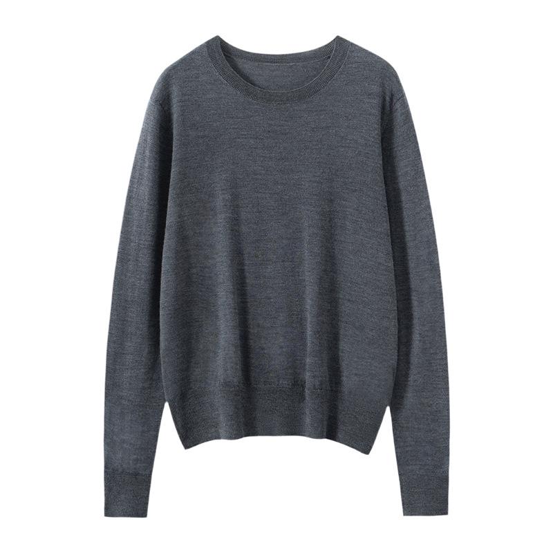 Women's Pure Wool Hollow Knit Sweater - Round Neck Pullover