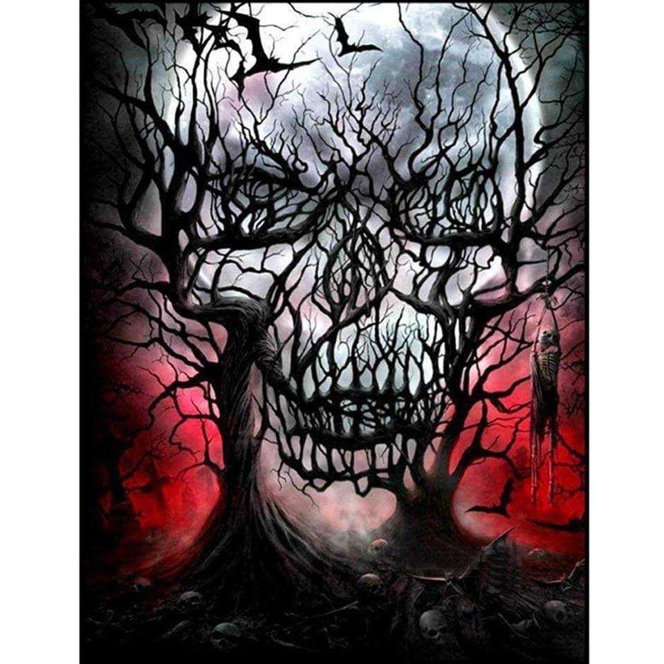 Diamond Embroidery Horror Ghost Skull Full Diamond Painting Cross Stitch Mosaic Art Picture of Rhinestone Landscape Decor Gift