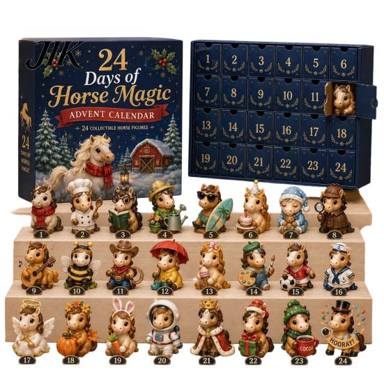 Daily Surprise Mini Game 24 Days Advent Calendar 2026, Highland Cow/Horse/Dog Figures Christmas Countdown Halloween Mantel Decor Calendar, 2D Acrylic
