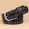 Genuine Leather Rivet Belts High Quality Designer Women Belts Brand Waist Belt for Woman Casual Pin Buckle Female Belts Strap