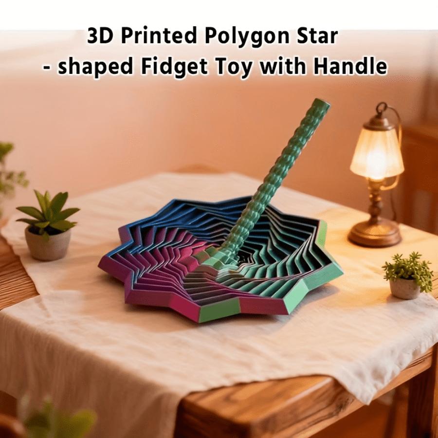 1 Stück Zufällige Farbe 3D-gedruckter Stern Fidget Spinner - 2 Größen Farbverlauf Rotierende Polygone, Erweiterbare Sensorische Schreibtischdekoration & Stress