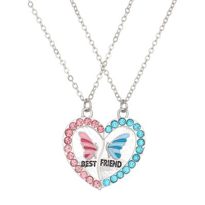 2Pcs Best Friend Necklaces Magnetic Matching Choker Chain Butterfly Love Heart Pendant Charm Neck Chain for Women Girls