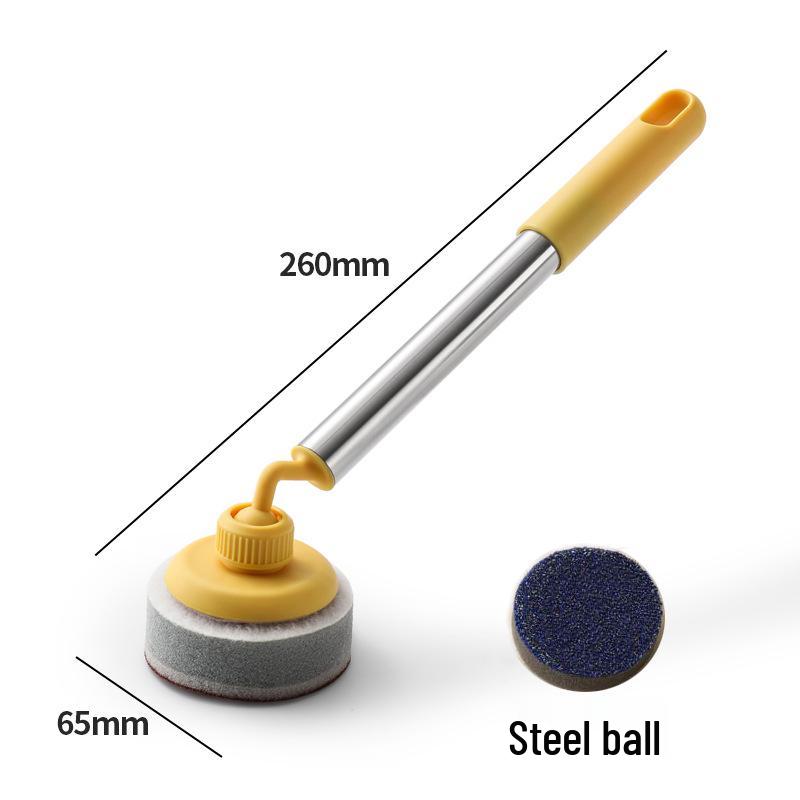 Non-stick Pan Cleaning Brush - Long Handle, Non-Damaging Scrubbing Sponge for Pots and Dishes