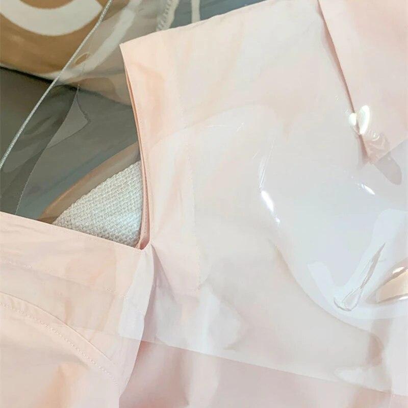 Camisa Rosa con Cuello Vuelto Protector Solar para Mujer Otoño Nuevo Suelta Diseño de Flor 3D Blusa de Dama Casual Hombro Descubierto Blusas Top