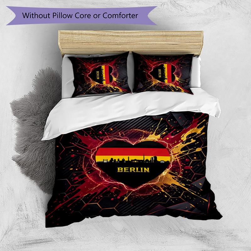 Germany Football Printed Bedding 3 Piece Set Cozy Breathable Bed Cover Set As Housewarming Holiday Gift
