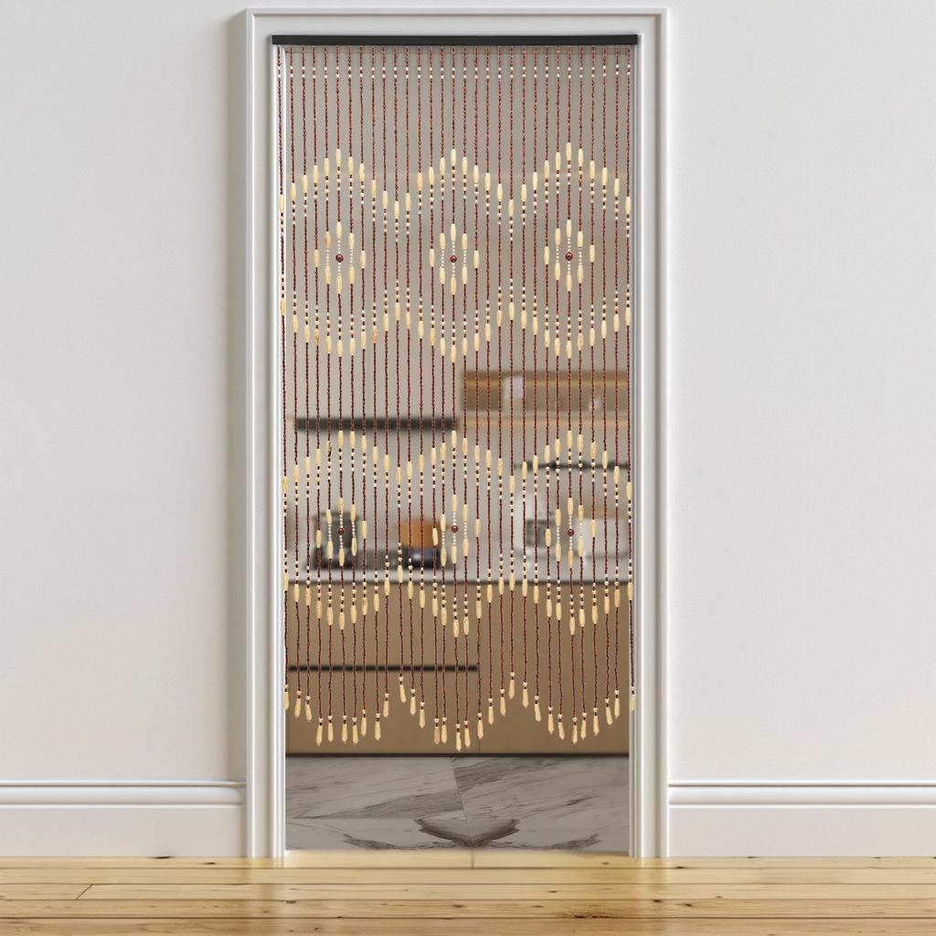 Classic Wood Bead Curtain, 90 x 175 cm w/ 31 Intricate Bead Strands, Handcrafted Natural Room Divider for Doorway & Window Decor
