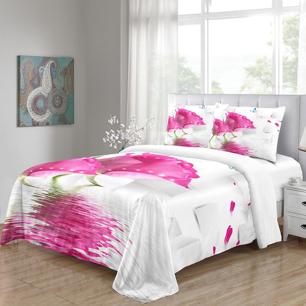 Red Wedding Rose Series Love Flower King Queen Twin Full Bedding Sets Single Double Bed Duvet Cover Set And 2 Pcs Pillow Cover