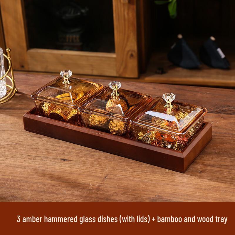 Amber Glass Divided Snack & Fruit Plate Set 1 Set