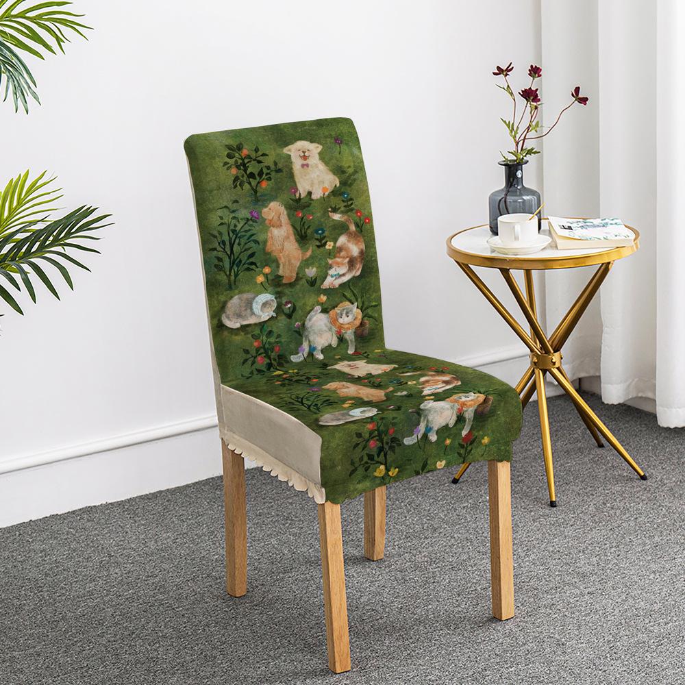 Cartoon Ausflug Welpen Stuhlset Esstischdecke Haushalts Sitzbezug Stuhlkissen Elastisch Niedlich All-inclusive Neues Modell