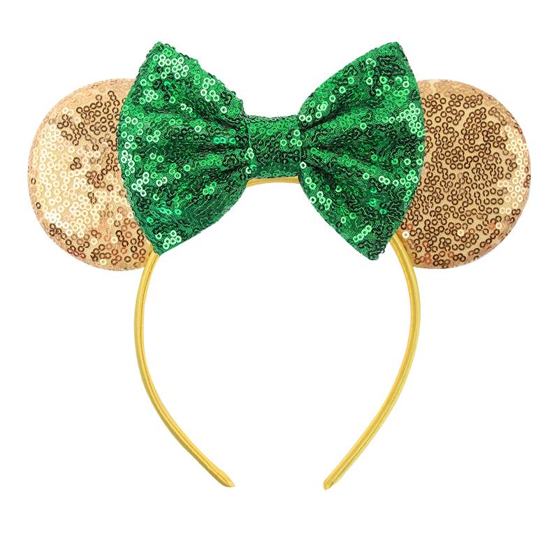 

Модная повязка на голову с ушками мышки с блестками на День Святого Патрика, с пайетками, бант для волос, фестивальная повязка для волос, вечеринка, DIY аксессуары для волос, женская
