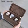 Vintage Crazy Horse Leather Watch and Jewelry Travel Box - Genuine Three-Piece Storage, Portable Ornament Gift Case.