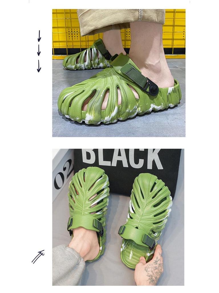 Men's Summer Lightweight Breathable Closed-Toe Monstera Leaf Sandals