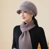 New Women Fashion Winter Warm Set K Letter Plush Fur Lined Warm Hats For Women Casual Rabbit Fur Blend Outdoor Dandy Knitted Cap