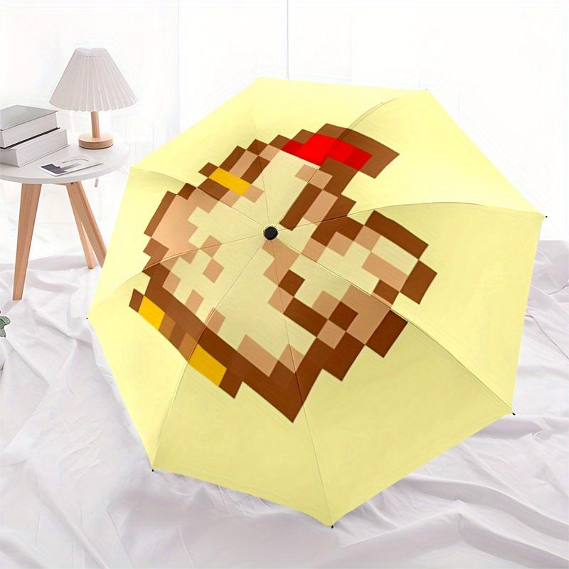 Chicken Pixel Stardew Valley Automatic Folding Umbrella with Sturdy Iron Frame, Portable Compact Travel Umbrella All-Season Use Parties025