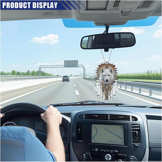 2D Flat Car Rear View Mirror Charm, Acrylic Car Mirror Hanging Ornament for Car Backpack, Christmas Tree Decoration Accessories, Car Interior Pendant
