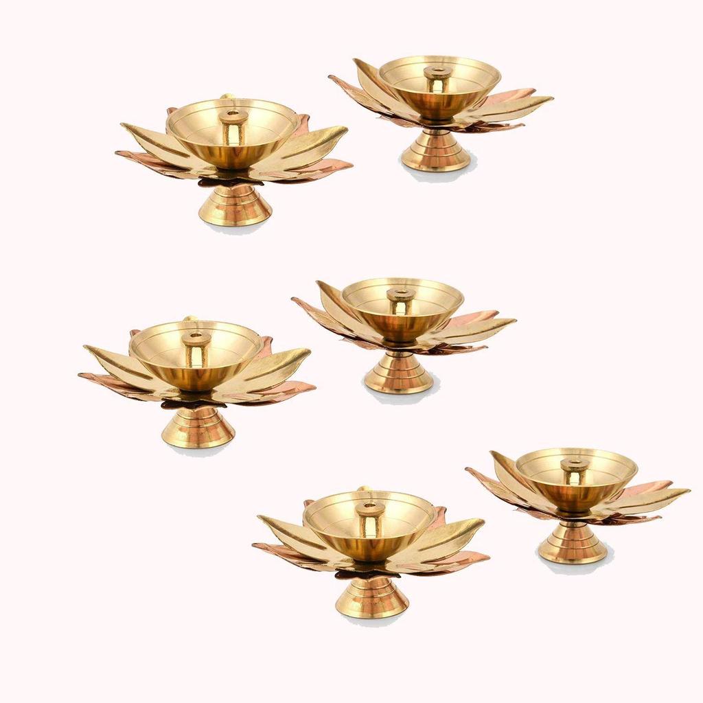 Metal Diya (3 x 3 x 1.5 inch, Gold) 6