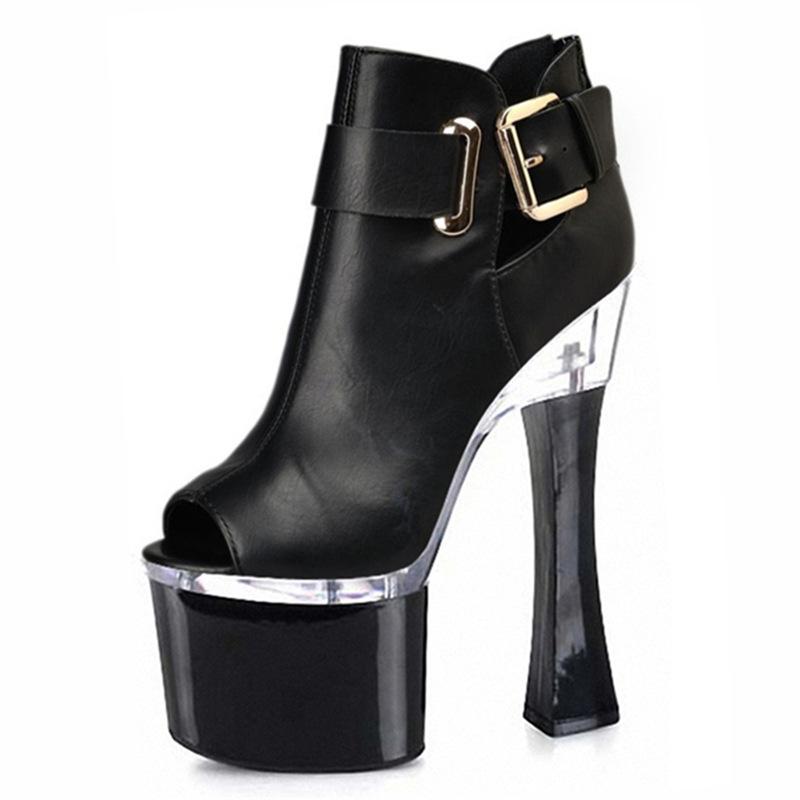 

2025 осень новые удобные туфли на высоком каблуке шпилька для девочек толстый каблук ниша черный универсальный рыбий рот модные туфли 46