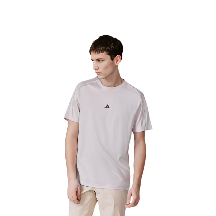 adidas T Shirts Men's Beige Crew Neck Moderate Straight Fit IP2754