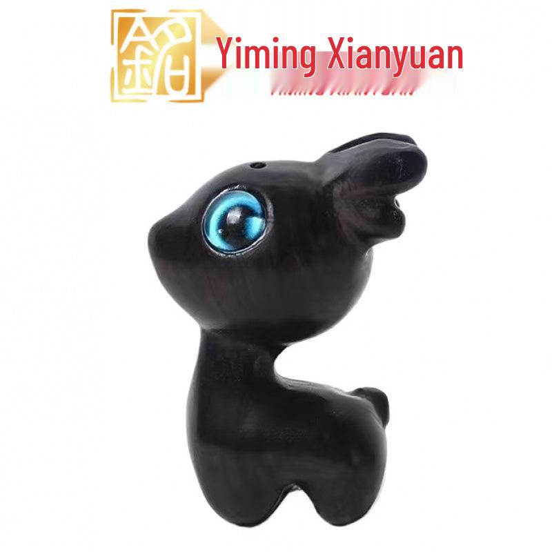 

Rainbow Wood Tilting Head Cat Ornament: Creative Ebony Cat with Eyes for Simple Home Desktop Decoration