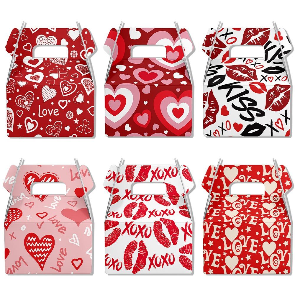 

6PCS/SET Portable Valentine S Day Box Exquisite Cookies Packaging Paper Box Gift Bag Holiday 6PCS/SET