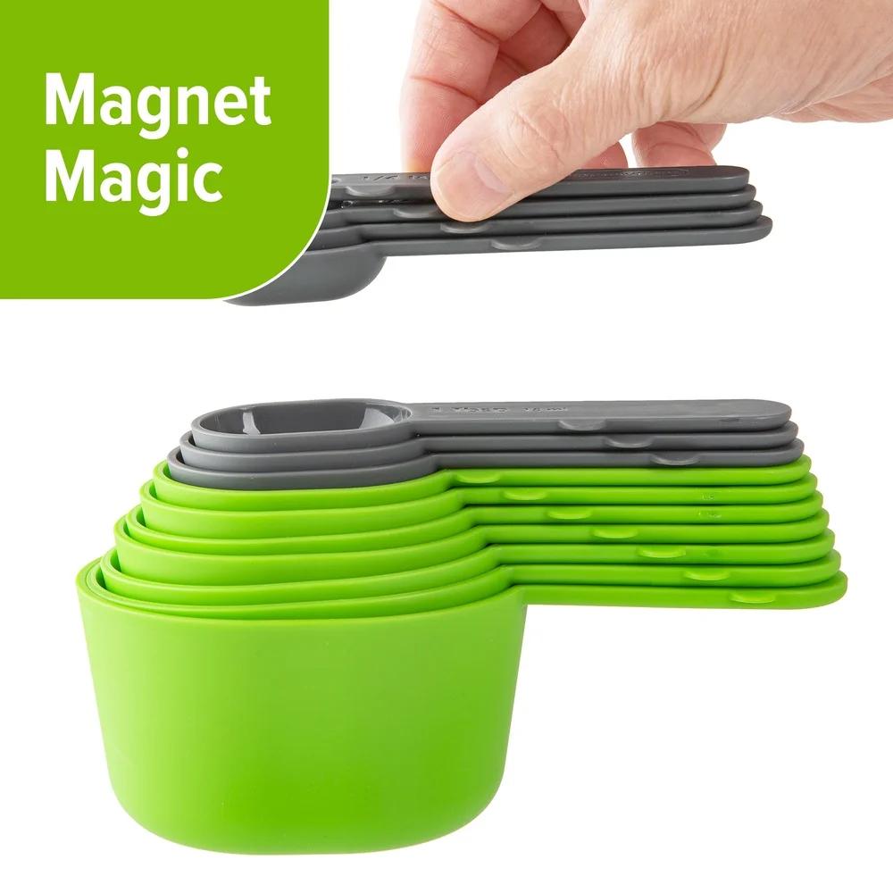 15 Piece Magnetic Measuring Cups Spoons Set Kitchen Tools BPA Free Dishwasher Safe Compact Storage