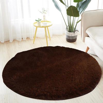 Covor rotund, pufos, super moale, cu fundul anti-alunecare, confortabil de pluș, 80 cm, culoare solidă, covor pentru zonă de creșă pentru dormitor