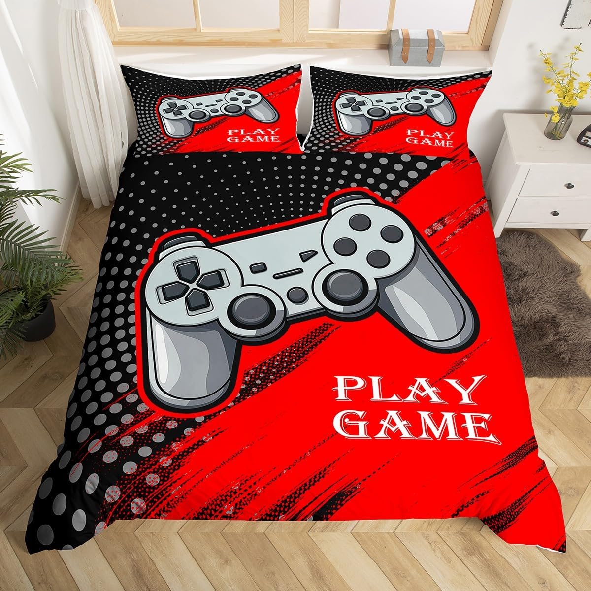 

Comforter Boys Gaming Full King Cool Video Game Console Print Comforter With 3D Gamepad Gamer Bedding Set Comforter (quilt)-EU Single(135*200cm)3pcs