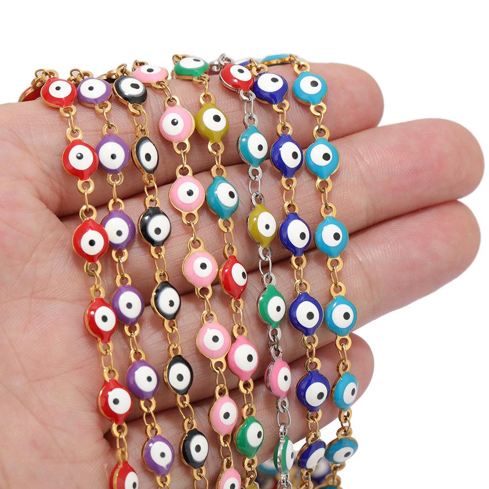 Colorful Stainless Steel Evil Eye Chain for DIY Jewelry: Bracelets & Necklaces