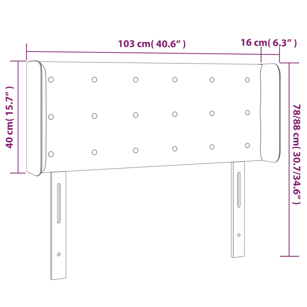 Vidaxl Zagłówek Do Łóżka Z Led, Czarny, 103X16X78/88Cm, Sztuczna Skóra