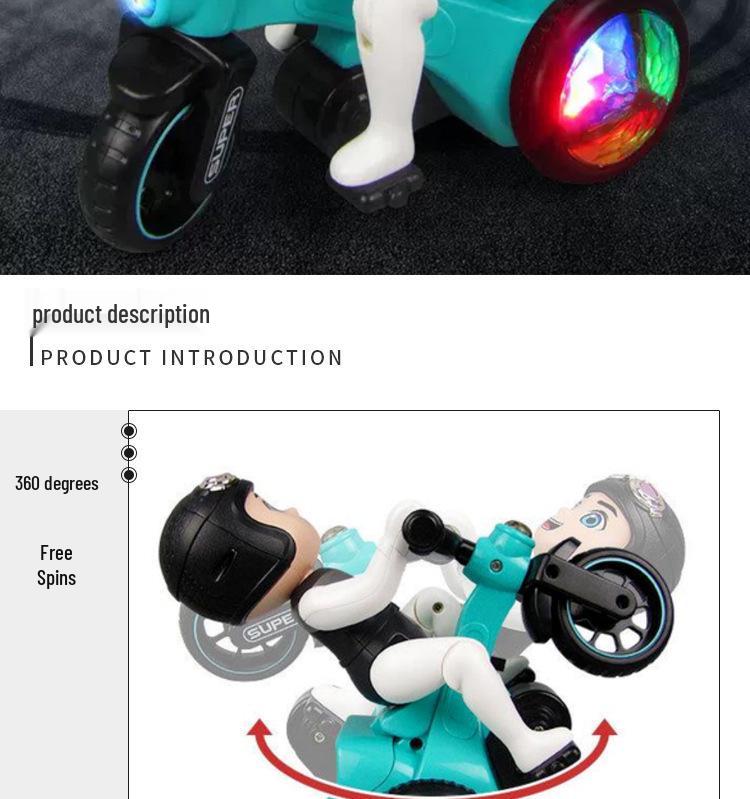 Children's 360-Degree Rotating Electric Tricycle Toy with Lights and Music.