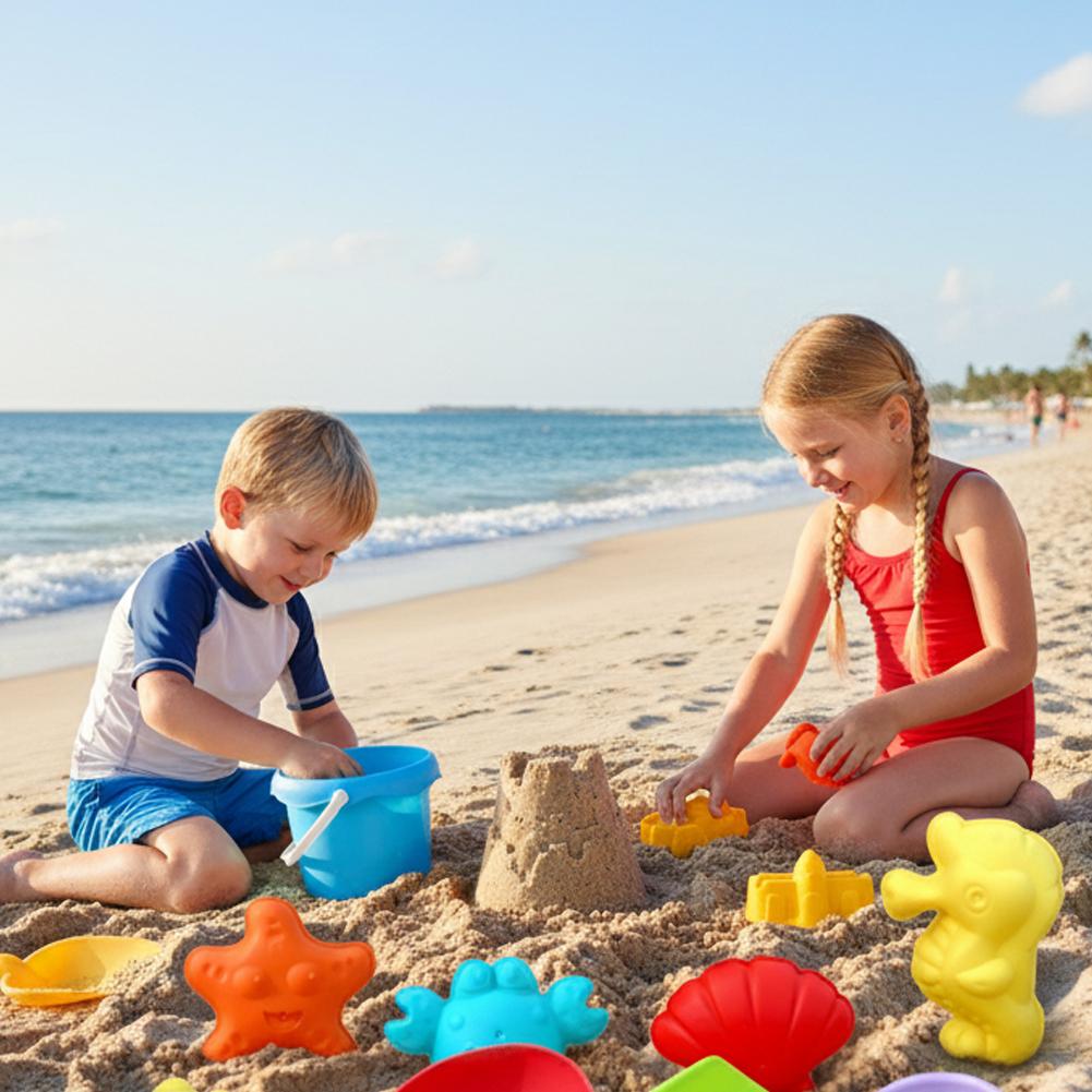 1 Set Draagbaar Strand Zandspeelgoed Cartoon Lichtgewicht Strand Speelgoed Grappige Morandi Kleur Strand Emmer Speelgoed Kinderen