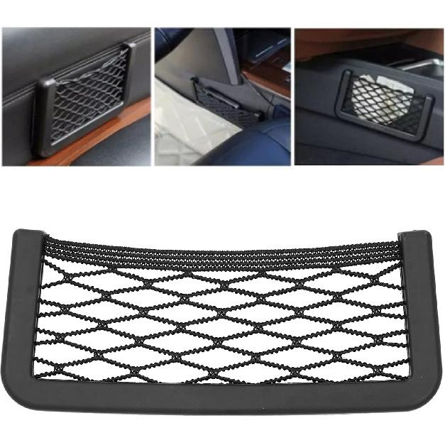 Car Mesh Organizer, Large ABS Nylon Storage Net Pocket with Reinforced Edges Auto Trunk Seat Side Organizer for Vehicle RV Boat Interior Organization