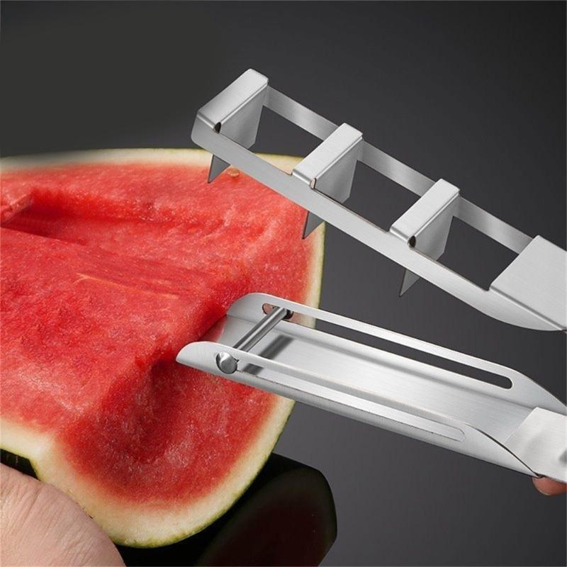 Ergonomic Kitchen Tool For Precise Watermelon Cantaloupe Slicing Stainless Steel Fruit Cutter Efficient Kitchen Gadget
