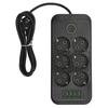 6 Way Power Strip With 4 USB And 1 Type C Port European Standard Power Socket With Switch 2 Meter Cable