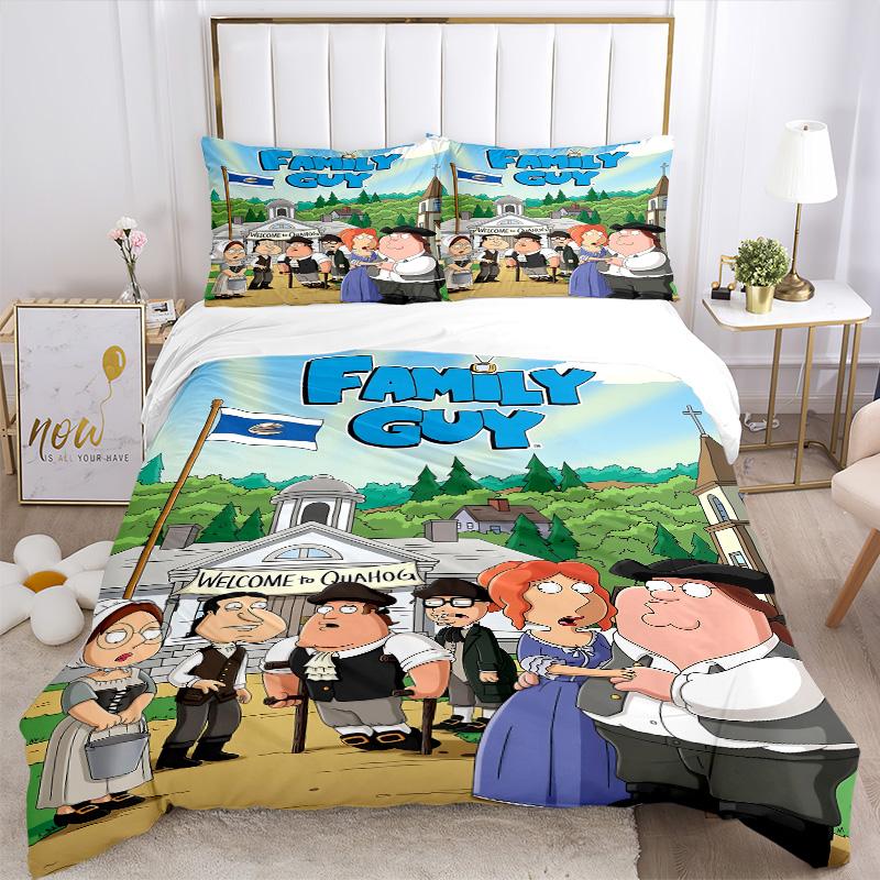 Welcome Quahog Print 3Pcs Bedding Set,Duvet Cover with 2 Bedro,Pillowcase Home Birthday Gift