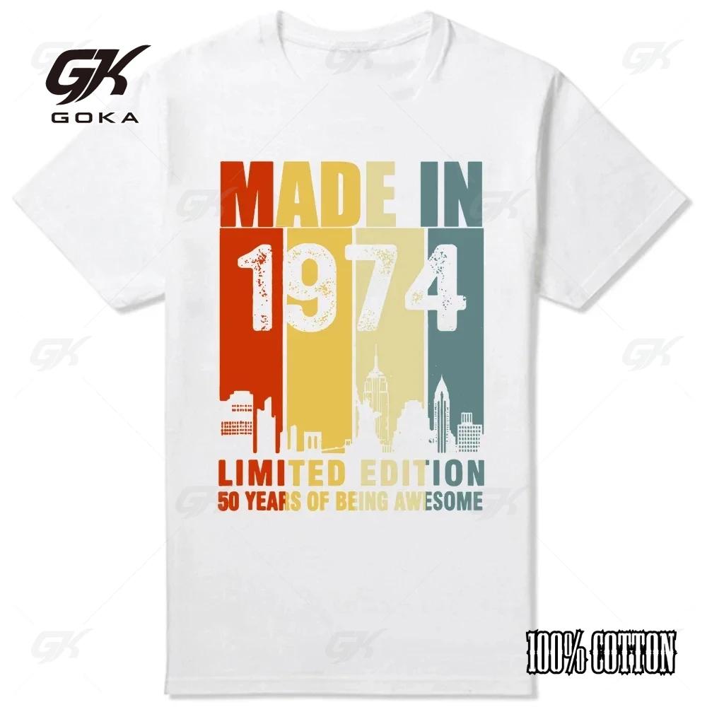 Made In 1974 Limited Edition 50 Years Of Being Awesome Tee Tops Round Neck ShortSleeve Fashion Tshirt Clothing Tshirts