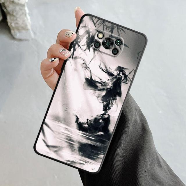 Japonya Samurai Manzara Mürekkep Boyama Xiaomi Poco X3 Nfc X4pro X5 M3 Mi 12 13 11 10 10t 8 Note10 Lite 11ultra 11t Kapak