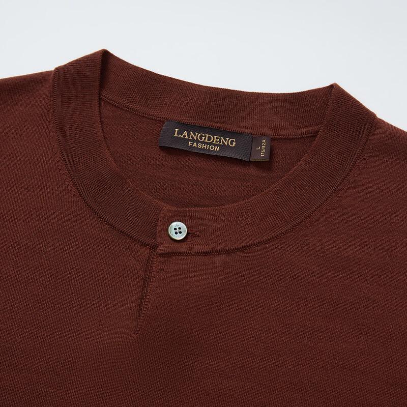 Lang Deng Men's Pure Wool Round Neck Knit Sweater