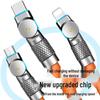 180° Rotating Zinc Alloy 3-in-1 Fast Charging Data Cable