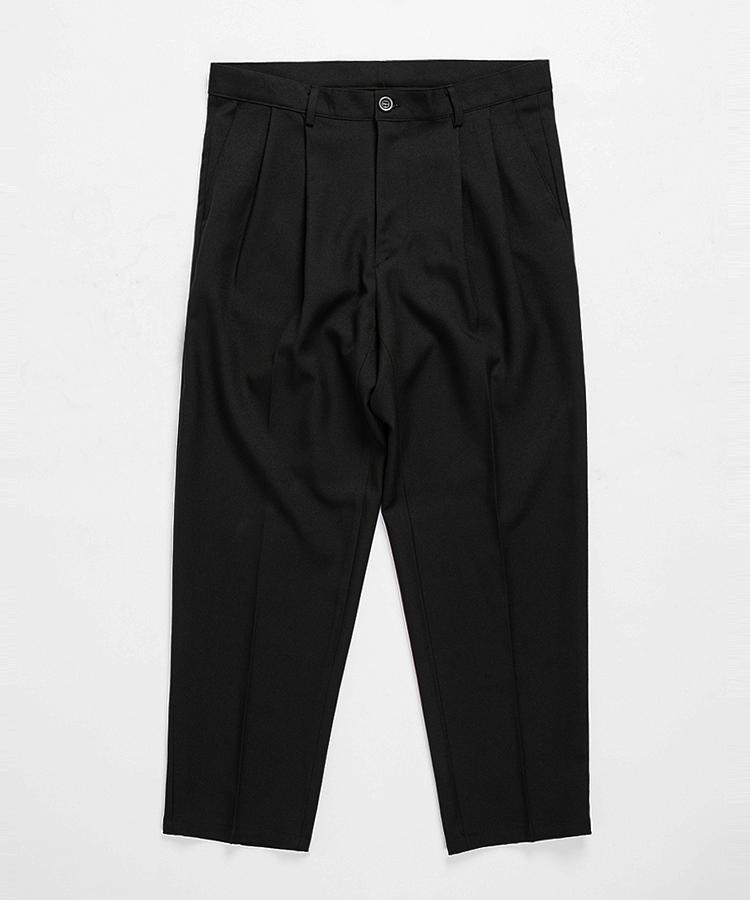 Seuteulaikeu Elegant Two-Pleated Trousers (Black)