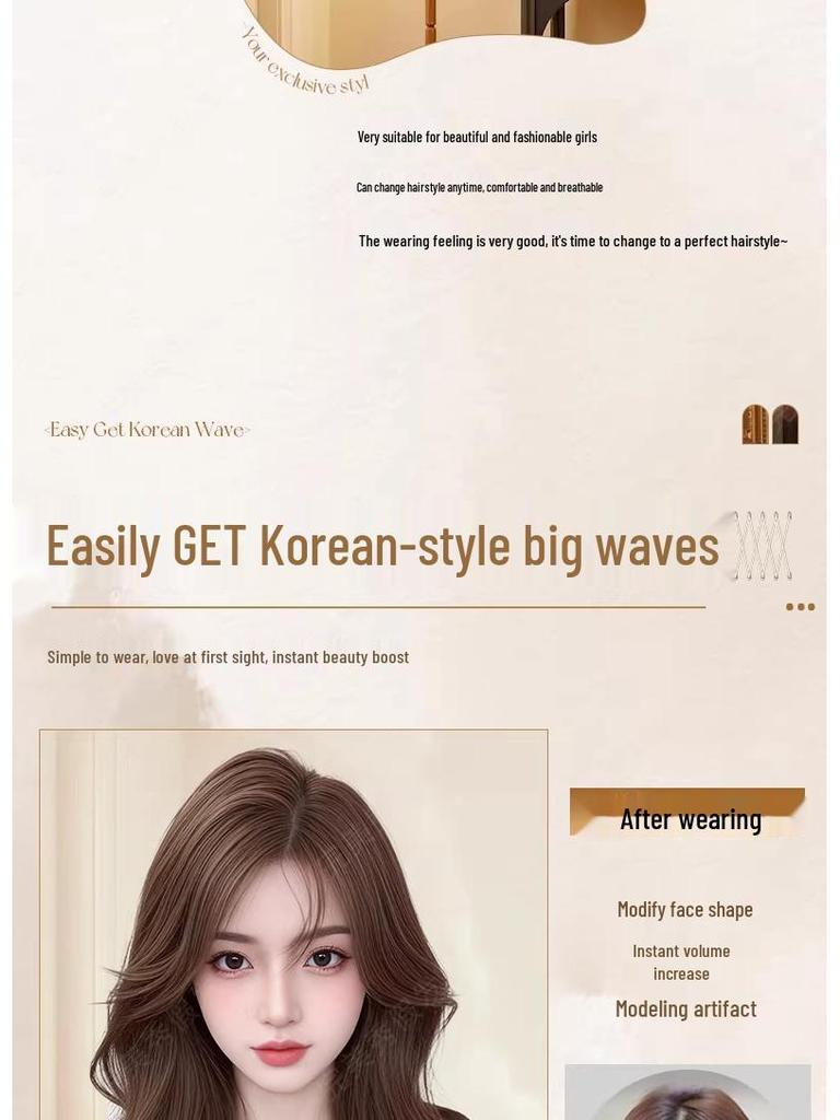 Women's Natural Long Full Cap Wig with Realistic Large Waves and Seamless Middle Part Bangs